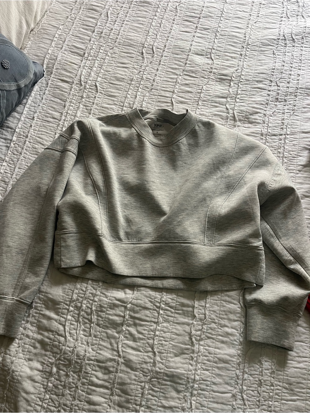 YPB Light Gray Cropped Crew Sweatshirt - Picture 4 of 5